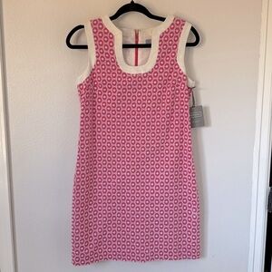 NWT Merona Collection Sleeveless Pink Shift Dress White Embroidered Flowers 4